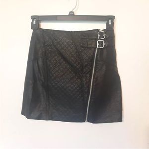 H&M Mini Faux Leather Asymmetrical Skirt Women Size 6 Black Lined Whimsygoth